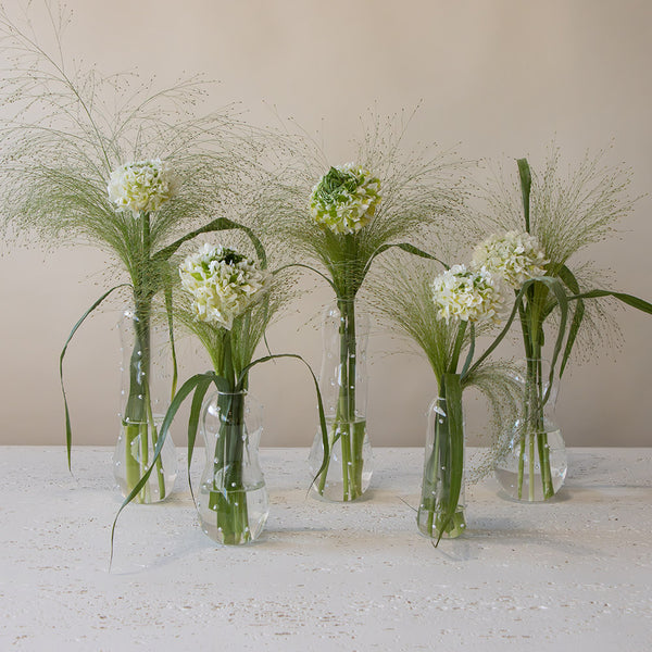 Hado White-Dotted Bloom Vase Set with Flowers