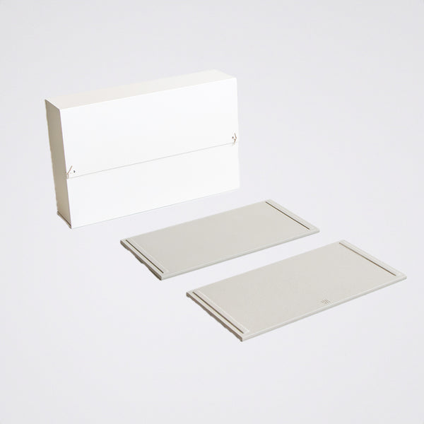 Wa Taupe Rectangular Leather Tray Set