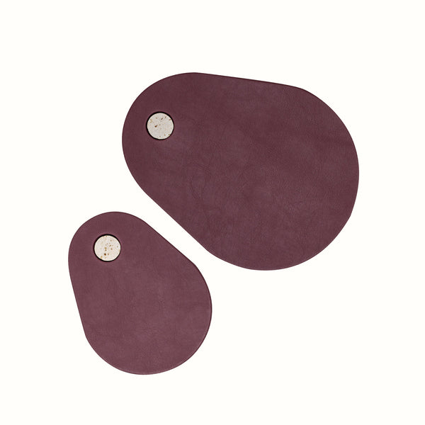 Maroon Leather Tray Set