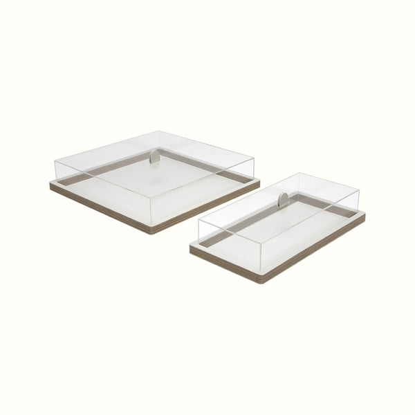 Wood Outline Offwhite Food Cover Set